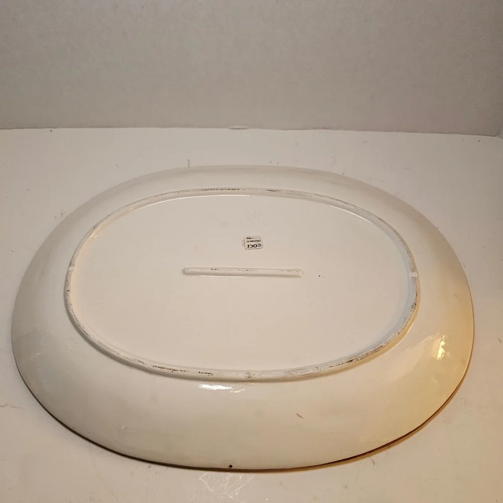 Vintage 90s OCI Omnibus Lizard‎ Gecko Weave Ceramic Oval Serving Platter 13 Inch
